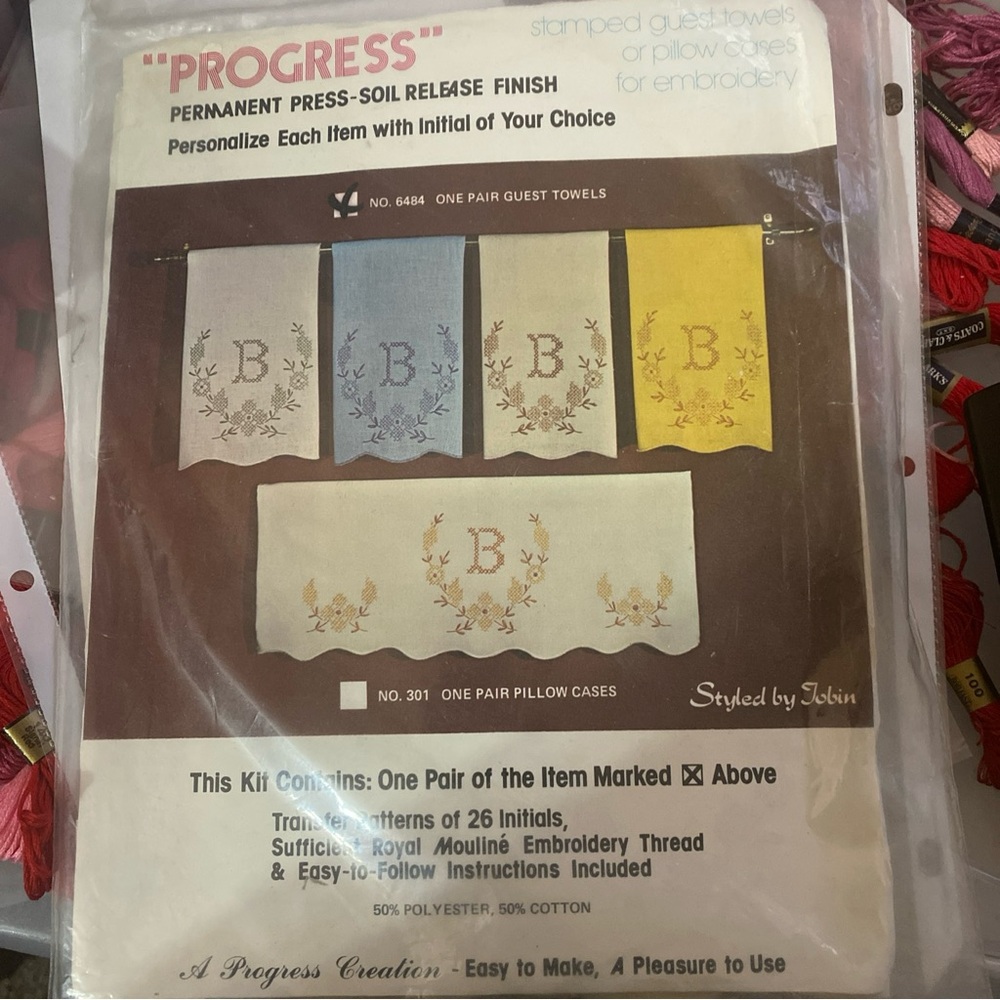 Vintage New “Initial” towels to cross stitch